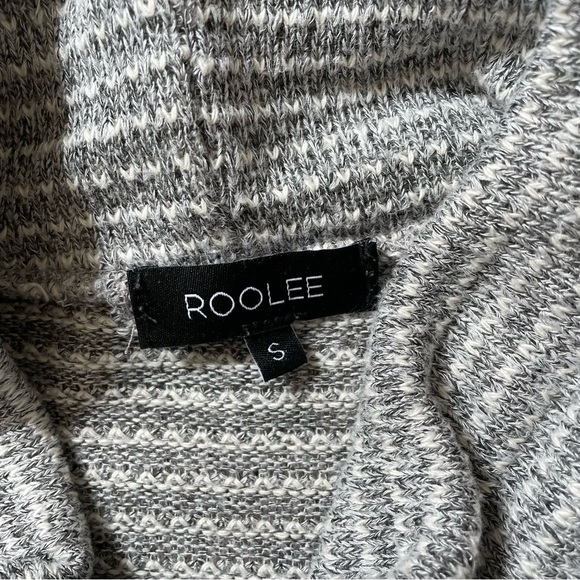 Roolee Gray White Striped Turtleneck Sweater Small - Picture 3 of 5
